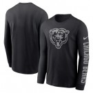 Men's Chicago Bears Black RFLCTV Long Sleeve T Shirt