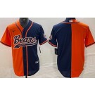 Men's Chicago Bears Blank Navy Orange Split Baseball Jersey