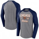 Men's Chicago Bears Gray Tri Blend Raglan Athletic Long Sleeve T Shirt