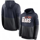 Men's Chicago Bears Navy Charcoal Sideline Impact Lockup Performance Pullover Hoodie