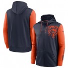 Men's Chicago Bears Navy Orange Fan Gear Mascot Performance Full Zip Hoodie