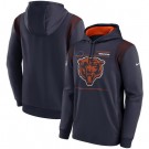 Men's Chicago Bears Navy Sideline Logo Performance Pullover Hoodie