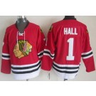 Men's Chicago Blackhawks #1 Glean Hall Red Throwback Jersey