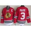 Men's Chicago Blackhawks #3 Pierre Pilote Red Throwback Jersey