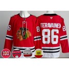 Men's Chicago Blackhawks #86 Teuvo Teravainen Red 100 Years Anniversary Authentic Jersey