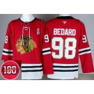 Men's Chicago Blackhawks #98 Connor Bedard Red 100 Years Anniversary Authentic Jersey