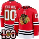 Men's Chicago Blackhawks Custom Red Centennial Authentic Jersey