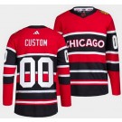 Men's Chicago Blackhawks Customized Black Red 2022 Reverse Retro Authentic Jersey