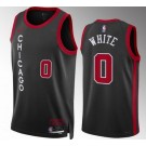 Men's Chicago Bulls #0 Coby White Black 2023 City Icon Heat Press Jersey