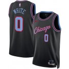 Men's Chicago Bulls #0 Coby White Black 2025 City Heat Press Jersey