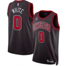 Men's Chicago Bulls #0 Coby White Black 2025 Statement Heat Press Jersey