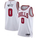 Men's Chicago Bulls #0 Coby White White Heat Press Jersey