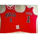 Men's Chicago Bulls #1 Derrick Rose Red 2008 Throwback Authentic Jersey