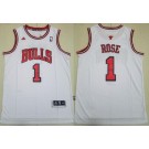 Men's Chicago Bulls #1 Derrick Rose White Adidas Swingman Jersey
