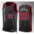 Men's Chicago Bulls #23 Michael Jordan Black 2023 City Icon Heat Press Jersey
