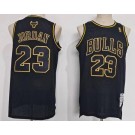 Men's Chicago Bulls #23 Michael Jordan Black Gold Throwback Swingman Jersey