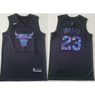 Men's Chicago Bulls #23 Michael Jordan Black Iridescent Holographic Icon Swingman Jersey