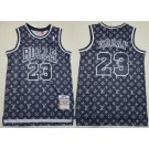 Men's Chicago Bulls #23 Michael Jordan Black LV Throwback Swingman Jersey