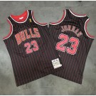 Men's Chicago Bulls #23 Michael Jordan Black Stripes 1997 Throwback Authentic Jersey