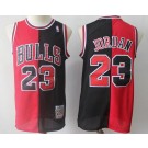 Men's Chicago Bulls #23 Michael Jordan Red Black Split 1996 Throwback Swingman Jersey