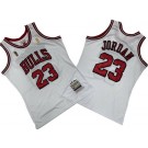 Men's Chicago Bulls #23 Michael Jordan White 1996 Champions Throwback Swingman Jersey