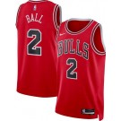Men's Chicago Bulls #2 Lonzo Ball Red Heat Press Jersey