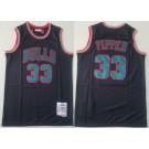 Men's Chicago Bulls #33 Scottie Pippen Black Plaid 1997 Throwback Swingman Jersey