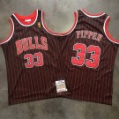 Men's Chicago Bulls #33 Scottie Pippen Black Stripes 1995 Throwback Authentic Jersey