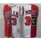 Men's Chicago Bulls #33 Scottie Pippen Red White Split 1997 Throwback Swingman Jersey