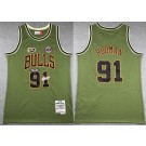 Men's Chicago Bulls #91 Dennis Rodman Olive Military Flight 1997 Throwback Swingman Jersey