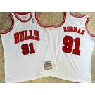 Men's Chicago Bulls #91 Dennis Rodman White 1997 Throwback Authentic Jersey