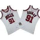 Men's Chicago Bulls #91 Dennis Rodman White 1997 Throwback Swingman Jersey