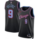 Men's Chicago Bulls #9 Nikola Vucevic Black 2025 City Heat Press Jersey
