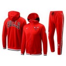 Men's Chicago Bulls Red 75th Performance Showtime Full Zip Hoodie Jacket Pants Sets