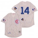 Men's Chicago Cubs #14 Ernie Banks Cream Stripes 1969 Throwback Jersey