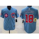 Men's Chicago Cubs #18 Shota Imanaga Baby Blue Flower 2025 Tokyo Series Limited Jersey