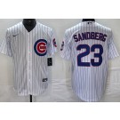 Men's Chicago Cubs #23 Ryne Sandberg White Team Logo Cool Base Jersey
