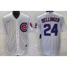 Men's Chicago Cubs #24 Cody Bellinger White Team Logo Cool Base Jersey