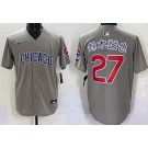Men's Chicago Cubs #27 Seiya Suzuki Gray Kanji Limited Jersey