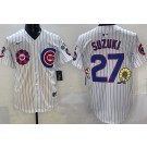 Men's Chicago Cubs #27 Seiya Suzuki White Flower 2025 Tokyo Series Limited Jersey