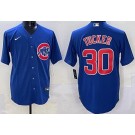 Men's Chicago Cubs #30 Kyle Tucker Blue Cool Base Jersey