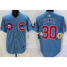 Men's Chicago Cubs #30 Kyle Tucker Light Blue Flower 2025 Tokyo Series Limited Jersey