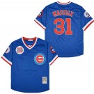 Men's Chicago Cubs #31 Greg Maddux Blue Throwback Jersey