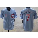 Men's Chicago Cubs #7 Dansby Swanson Baby Blue Limited Jersey