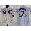 Men's Chicago Cubs #7 Dansby Swanson White Flower 2025 Tokyo Series Limited Jersey
