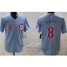 Men's Chicago Cubs #8 Ian Happ Baby Blue Limited Jersey