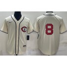 Men's Chicago Cubs #8 Ian Happ Cream 2022 Field of Dreams Cool Base Jersey