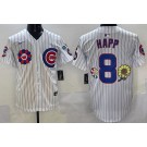 Men's Chicago Cubs #8 Ian Happ White Flower 2025 Tokyo Series Limited Jersey