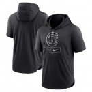 Men's Chicago Cubs Black Lockup Performance Short Sleeved Pullover Hoodie