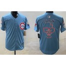 Men's Chicago Cubs Caray Baby Blue Fashion Limited Jersey